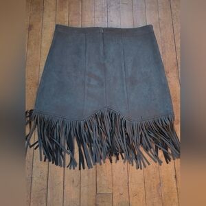 Fringe skirt olive green